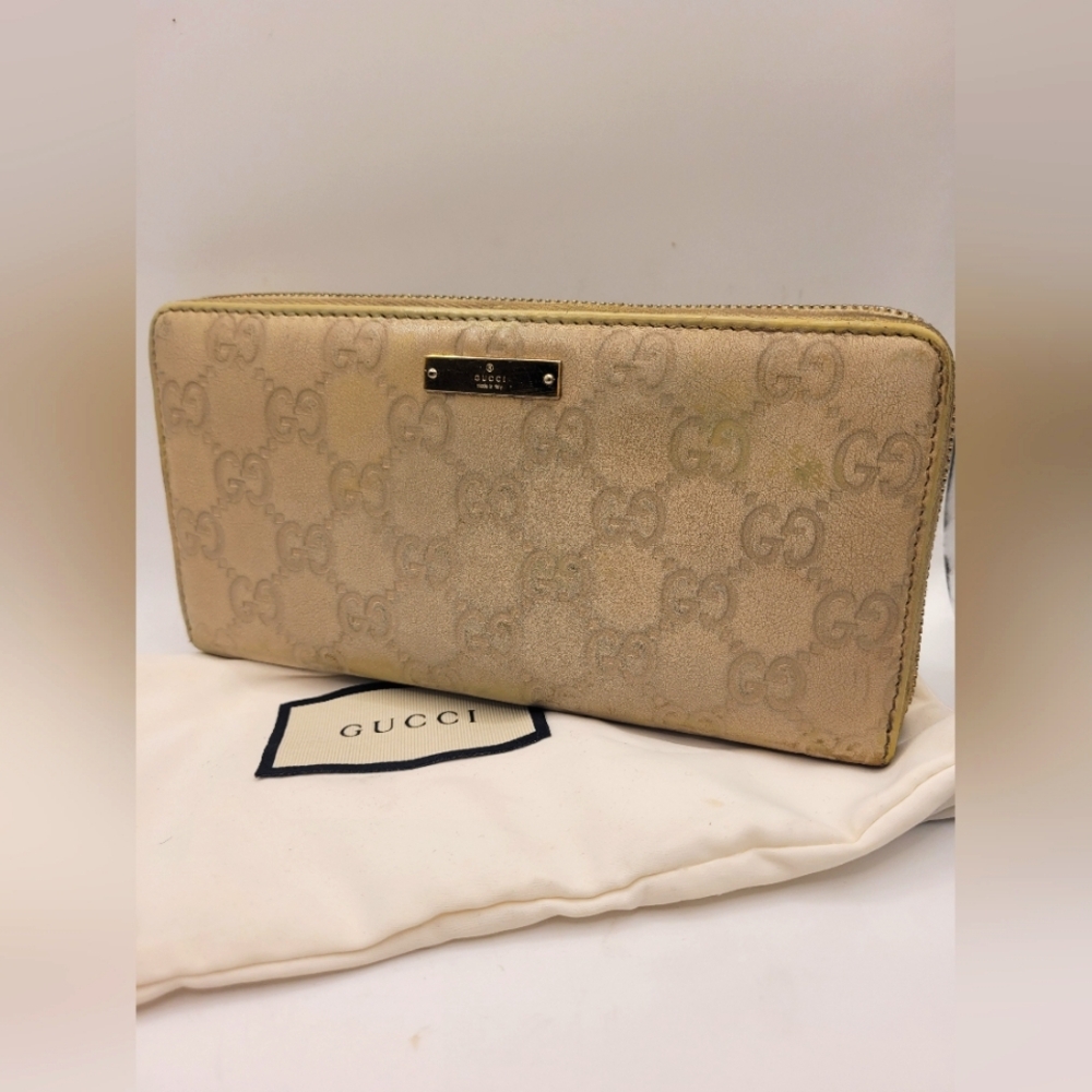 Gucci Zip-Around Wallet in Guccissima Beige Leather - Picture 2 of 4